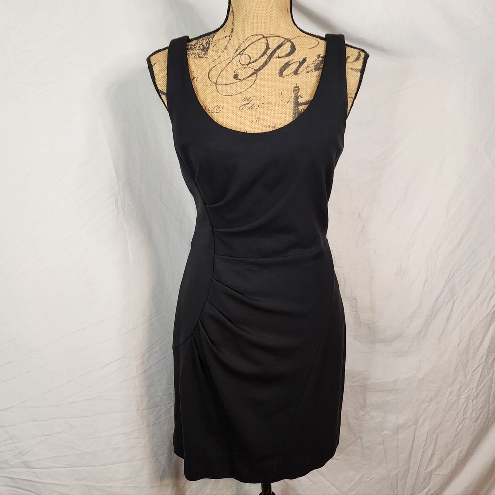 MILLY Size Large LBD Ruched Tucked Rose Gold Exposed Zipper Mini Cocktail Dress - Picture 2 of 10